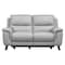 Armen Living Lizette Contemporary Loveseat in Dark Brown Wood Finish and Dove Gray Genuine Leather LCLZ2DV - alternate 1